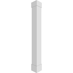 Durable white PVC square column stands upright, showcasing clean lines and modern design, ideal for enhancing architectural aesthetics in various outdoor and indoor settings.
