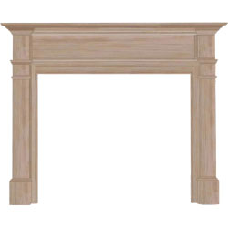 Stylish real wood mantel with a classic design, featuring elegant molding and sturdy columns, perfect for enhancing any fireplace and adding timeless charm to your living space.