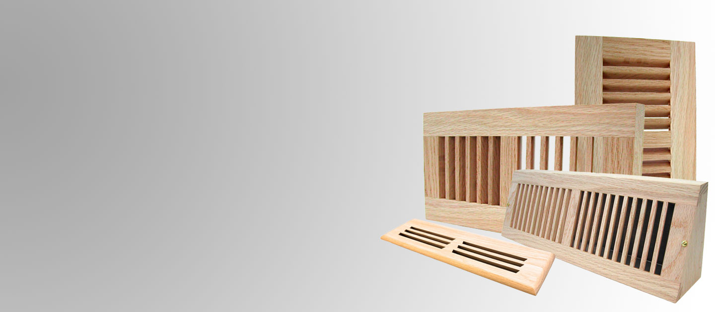 This is a category image of different types of real wood registers for both the floor and wall.