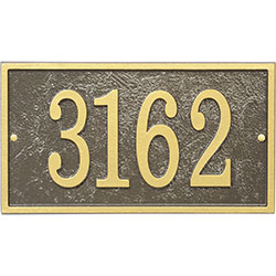Elegant address plaque featuring bold gold-toned numbers on a textured, dark background, enhancing curb appeal and visibility for home identification. Perfect for outdoor display.